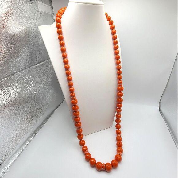 Talbots Jewelry - Talbots Orange Bead Necklace, gold toned hardware
